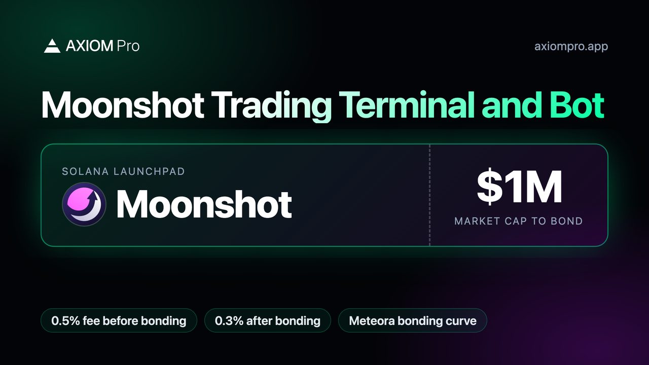 Moonshot Trading Terminal and Bot. Solana launchpad: Moonshot. $1M market cap to bond